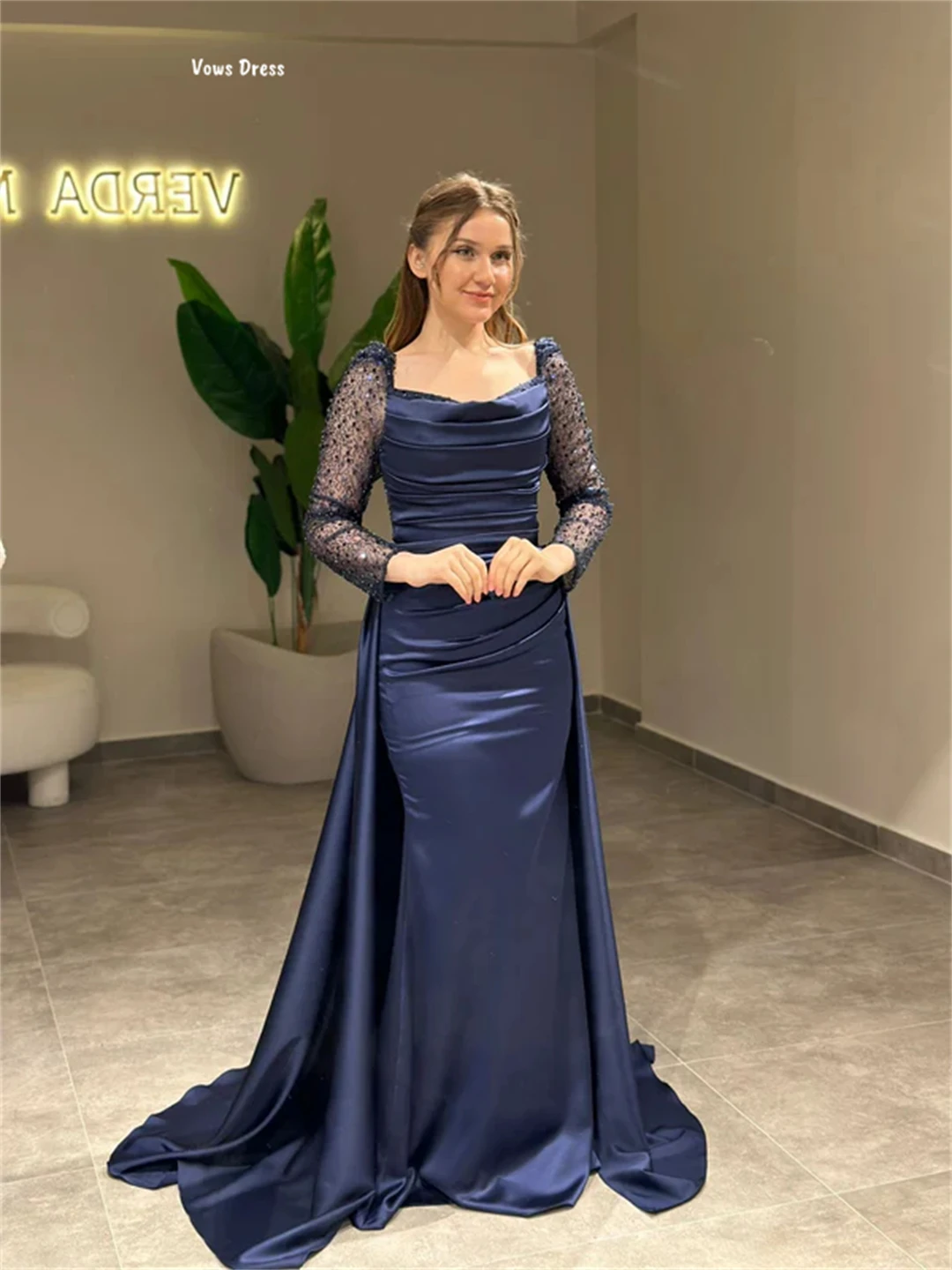 Vows Custom Made Evening Dresses Woman Elegant Party Dresses for Women Luxury Evening Dress 2025 Square Leader Lace Robe Soiree