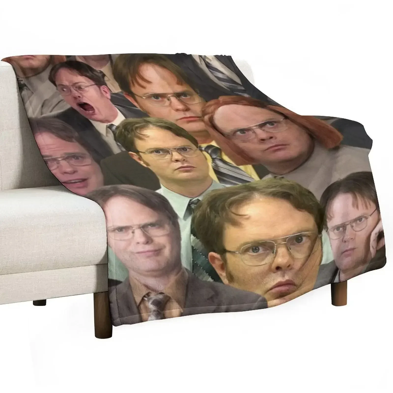 dwight schrute photo collage Throw Blanket Soft Beds blankets and throws Flannel Fabric Sofas Blankets