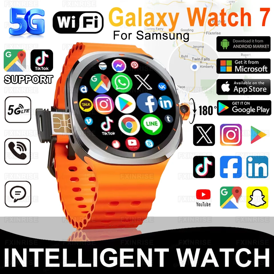 New For Samsung Watch 7 Ultra Smart Watch 32G Memory 5G SIM Card GPS Video Call Smartwatch WIFI Camera Global Call Google TikTok