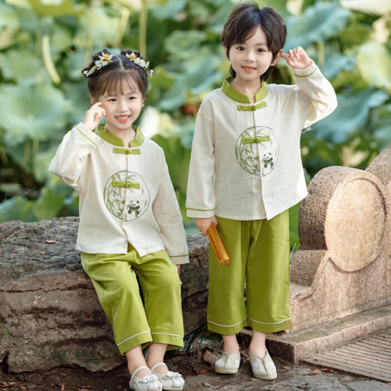 Children's Ancient Hanfu Girls Traditional Chinese Clothing Boy Student Costume Stage Performance Suit Classic Elegant Tang Set