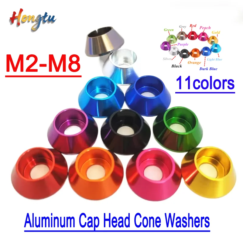 

5/10pcs Aluminum Cap Head Cone Washers: M2-M8 Colorful Alloy Hex Cap Gaskets