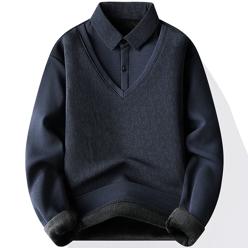 

2024, зимние свитера, мужские толстые свитера с рубашным воротником, мужские студенческие молодежные свитера, осенние мужские шерстяные повседневные трикотажные пуловеры
