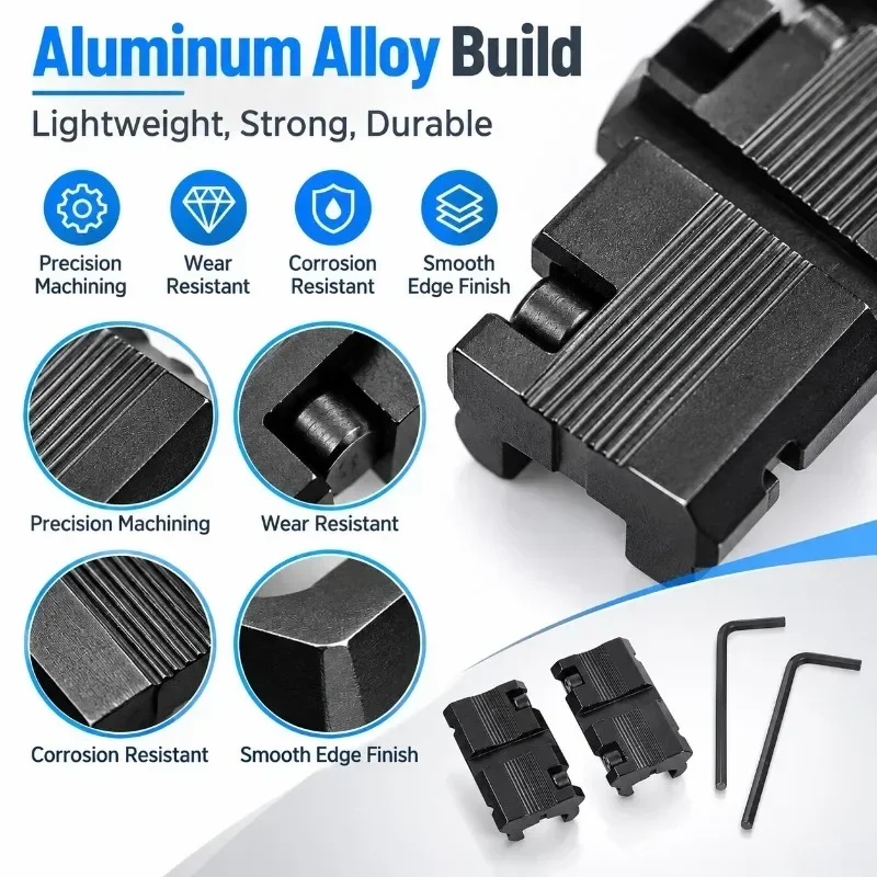 Track Mount Adapter Bracket 11mm To 20mm 2Pcs Dovetail Ring Small Fixture 3/8-7/8 Clamp
