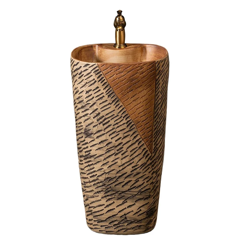 

Household balcony column-type washbasin Ceramic integrated column basin Hotel hand sink Floor-to-ceiling basin