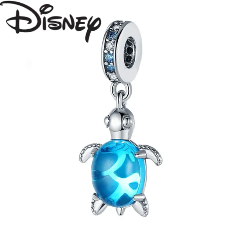 Disney 2024 new fashion creative Blue Turtle pendant suitable for Pandora original bracelet accessories high charm jewelry gifts