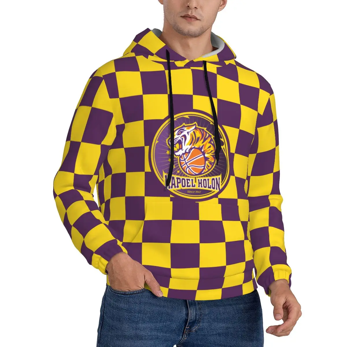 

Israel Hapoel Holon Bc Men's hooded printed hooded street casual outdoor breathable pullover