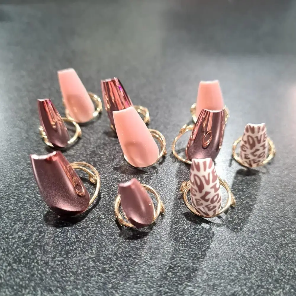 New for False Nail Nail Rings for French Fake Nails Reusable Fingertip Nail Rings Gold Color Silver Color Phalanx Ring Girls