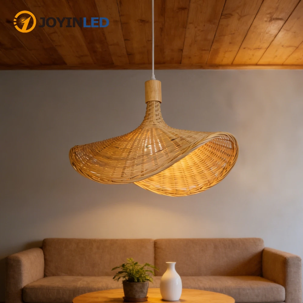 

JOYINLED Japanese Style Bamboo Chandelier Rattan Woven Pendant Light Ceiling Lamp for Home Cafe Bar Decorate Restaurant 40/60CM