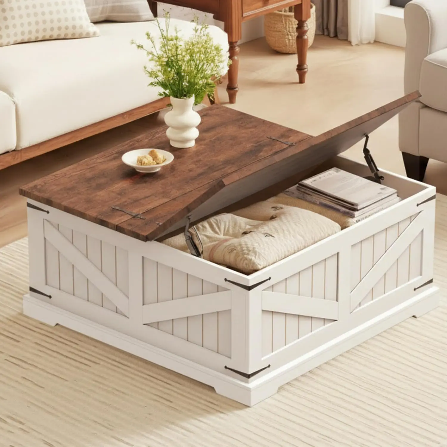 Farmhouse Coffee Table with Storage, 32
