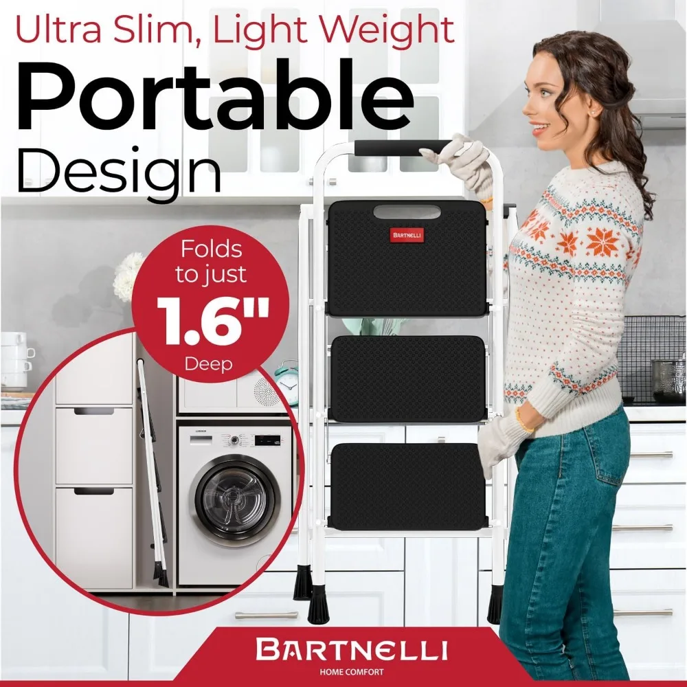 مقعد فاخر قابل للطي بثلاث خطوات للاستخدام المنزلي - سعة قوية 500 رطل، تصميم متين #5