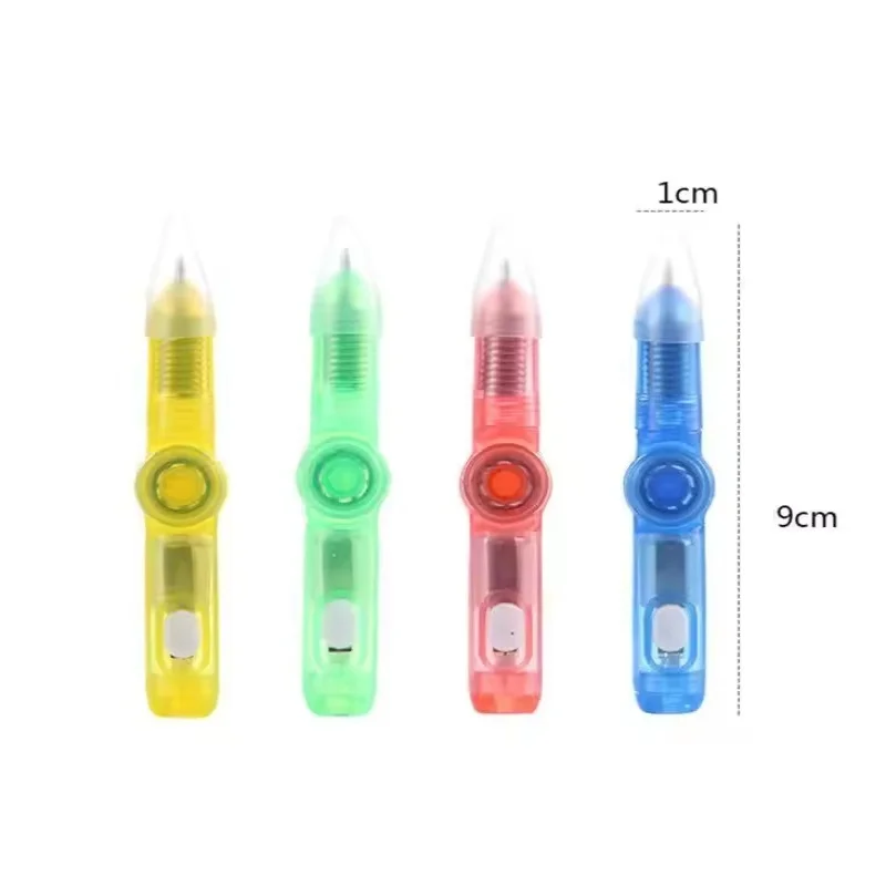 4 Stuks Vingertop Gyro Pen Set Decompressie Roterende Led Licht Balpen Kinderen Geschenk Speelgoed Met Ingebouwde Licht