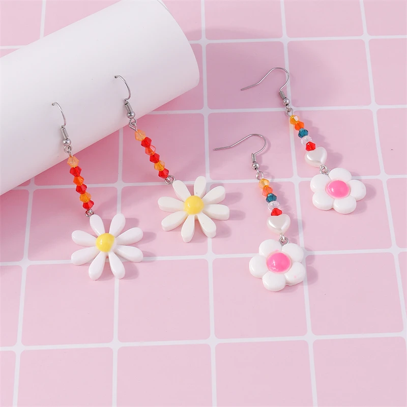 2 Paare/satz Mode Handgemachte Perlen Blume Tropfen Ohrringe für Frauen Mädchen Party Festival Schmuck Geschenke – Detail 6
