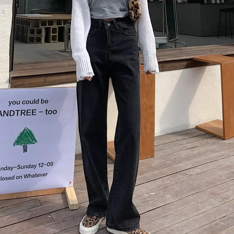 plus Size Loose Fit High Waist Straight Leg Jeans for Women Spring Autumn New Style Student High Street Long Trousers