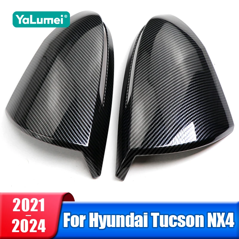 

ABS Carbon Fiber Car Rearview Mirror Side Cover Shell Trim For Hyundai Tucson NX4 2021 2022 2023 2024 Hybrid N Line Accessories