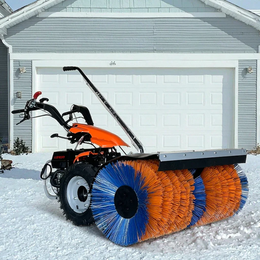 Hand push snow sweeper, snow throwing and shoveling three in one machine, community factory area snow cleaning machine