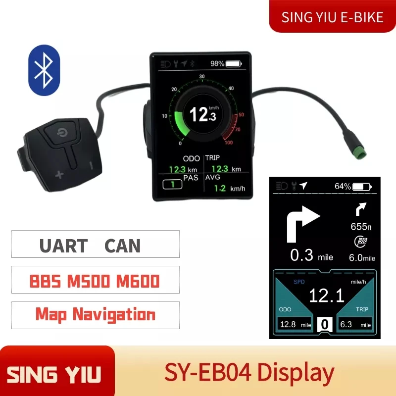 Bafang-mid kit with Bluetooth navigation, LCD color display, multi-language, German, French, UART can