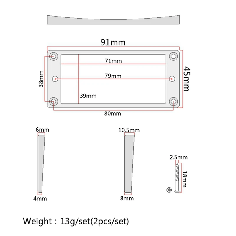 Anelli di montaggio per telaio pickup Humbucker curvi neri da 8 pezzi per chitarra elettrica