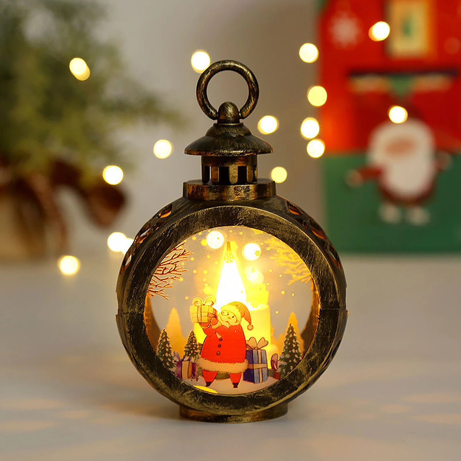 LED Christmas Decoration, Retro Christmas Candle Holder Lamp, Electronic Candle Light, Christmas and New Year Gifts