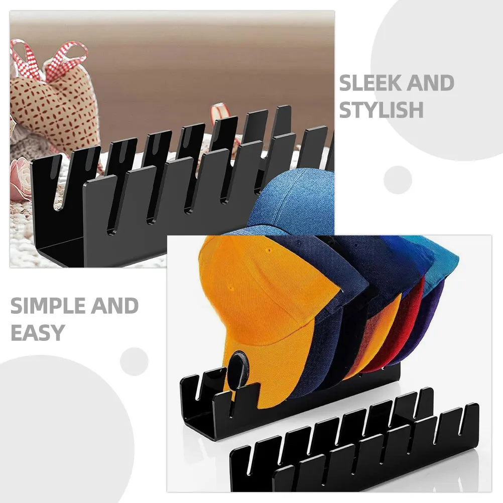 

2Pcs Hat Storage Rack Display Holder Desktop Plastic Stand Black Transparent Vintage Style Practical Excellent