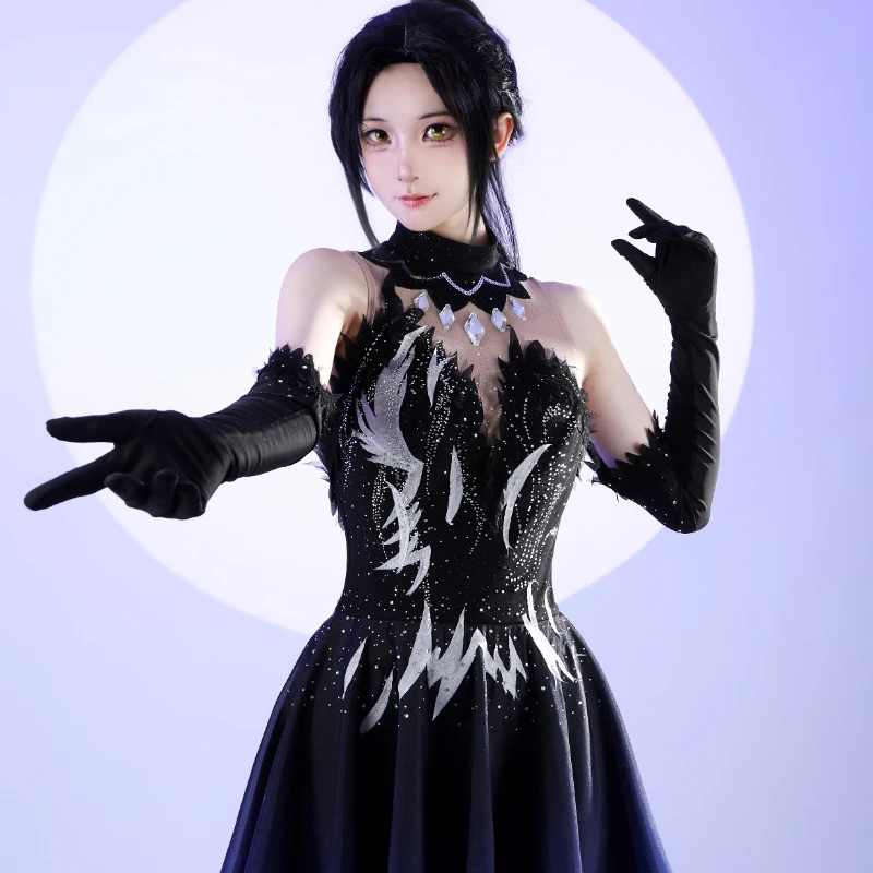 

Medalist Anime Hikaru Kamisaki Cosplay Set, Women Black Figure Skating Costume for Halloween & Convention