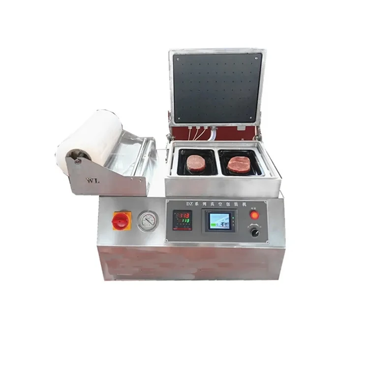 

Body Mounted Vacuum Packaging Machine Sealing Machine Seafood Steak Fruit Cold Fresh Meat Salmon Packaging Tray Blister Box
