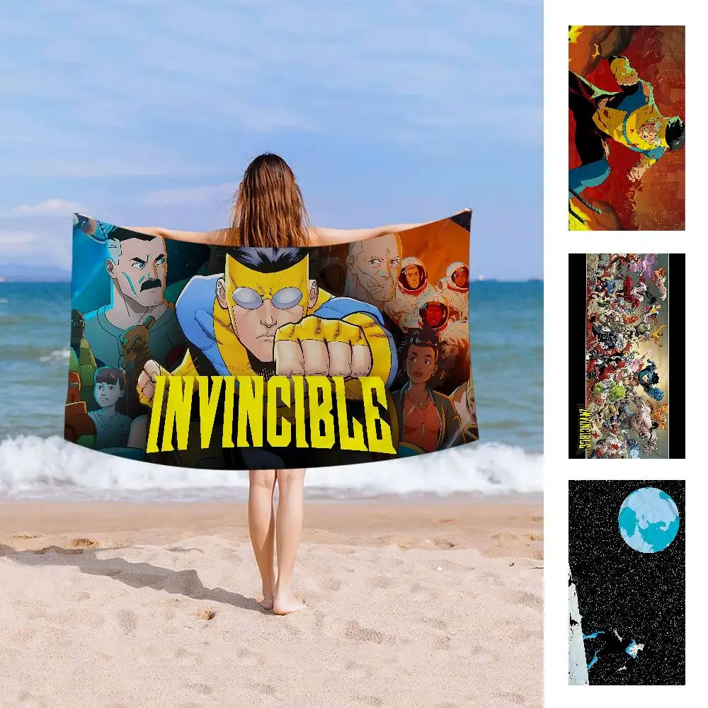 Superhero Series I-Invincible Movie Bath Towel Microfiber Soft Water Absorbing Breathable For Girl Kids Decorative Beach Towel