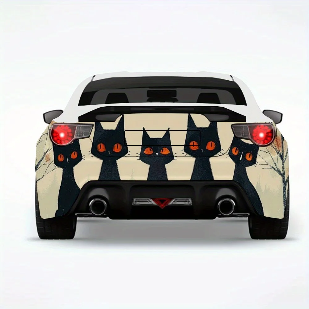 

Автомобильная наклейка с пятью черными кошками, виниловая наклейка на заднюю часть автомобиля, водонепроницаемые самоклеящиеся виниловые наклейки для хвоста и бампера автомобиля, украшения