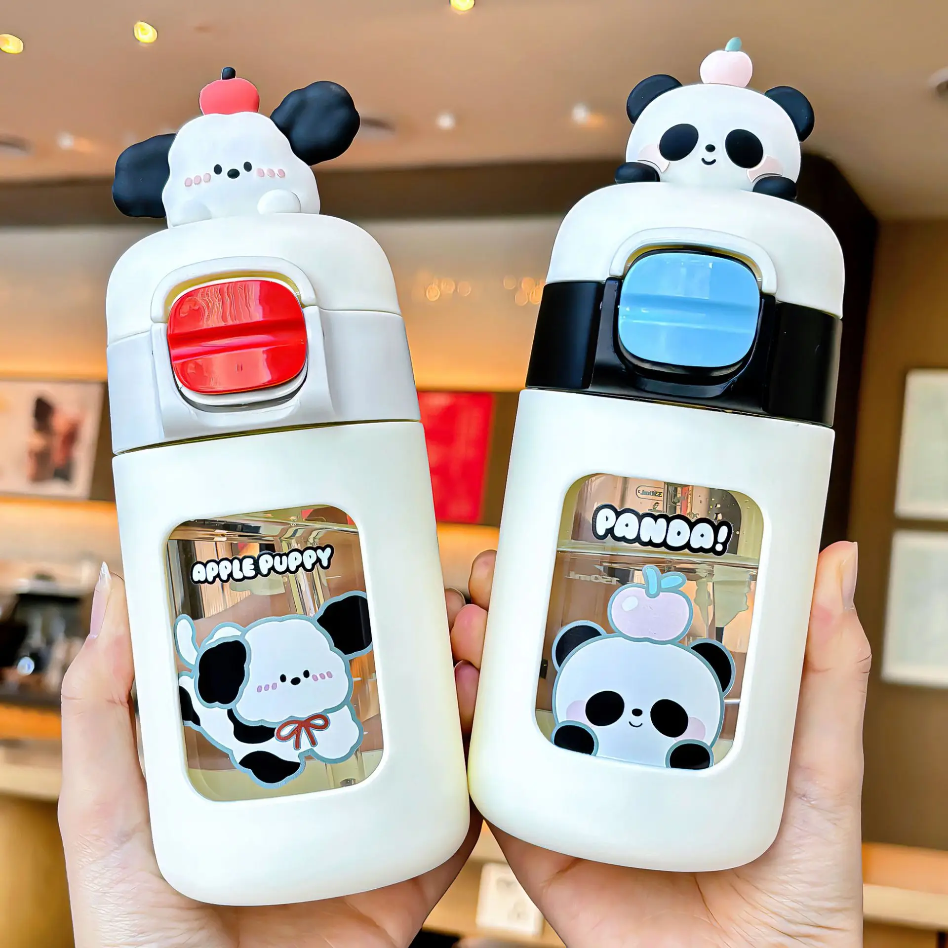 

Portable Cute Small Glass Cup for Girls High Temperature Resistant Straw Water Cup with Scale New Model Student Beverage Glasswa