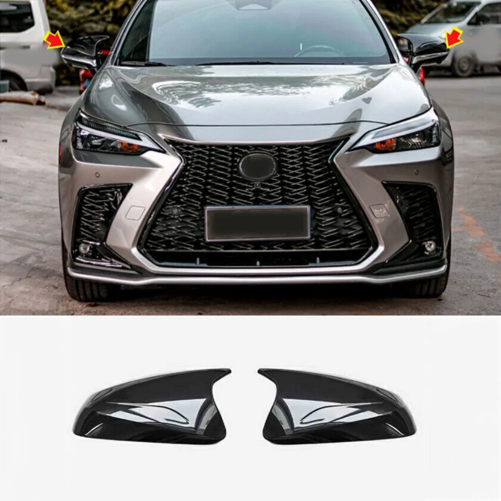 glossy black OX corner side door rearview mirror cover decoration 2Pcs for Lexus NX 2017-24