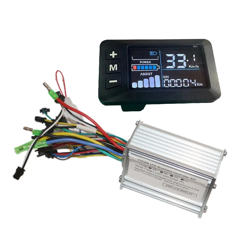 36V 48V 52V 60V 350W 18A Motor Controller Electric Bicycle Controller SM Connector G51 LCD Display Speedometer Parts