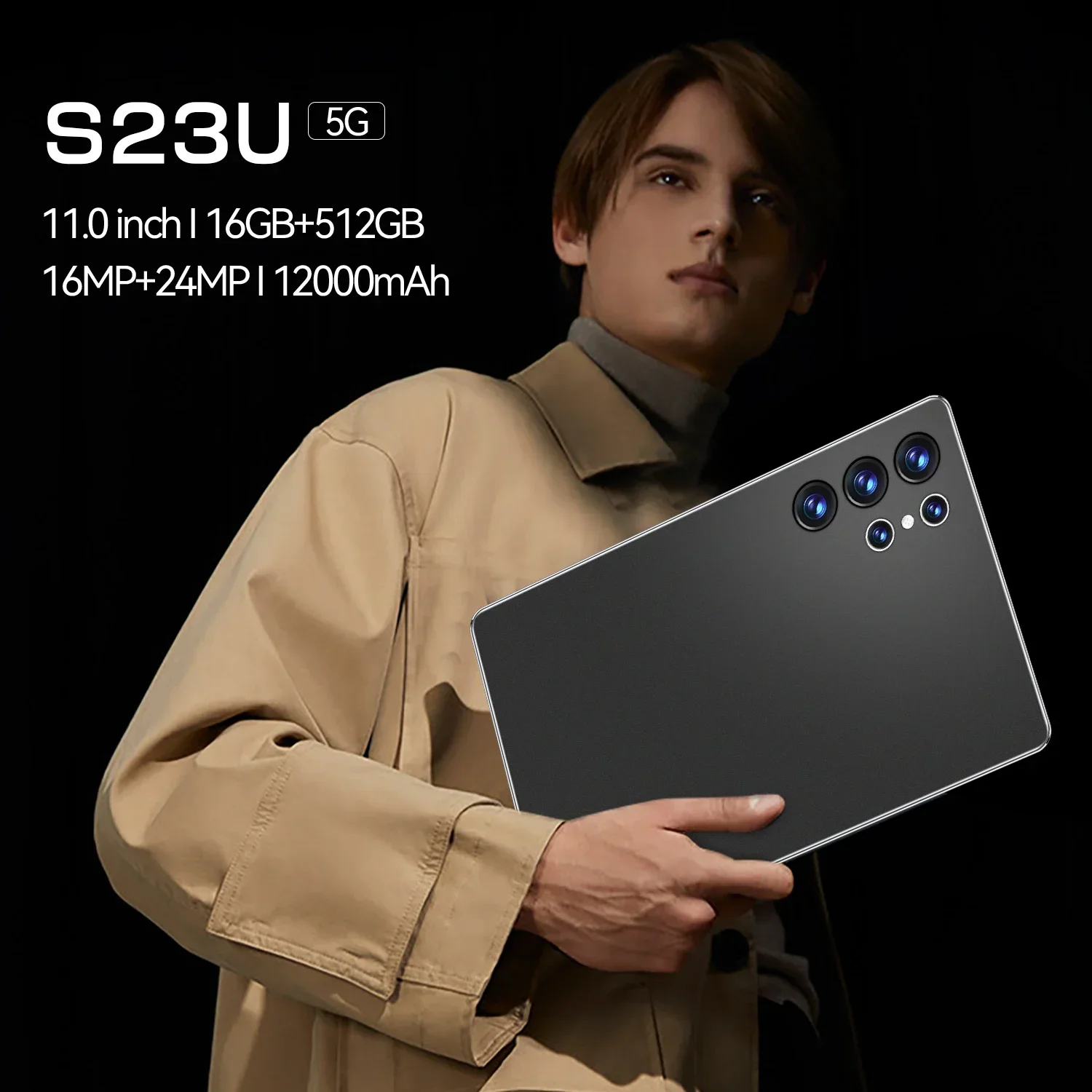 S23U Dual SIM Tablet: 11-inch HD Screen, Android 13, 16GB Memory, 12000mAh Battery, GPS, 16/24MP Cameras