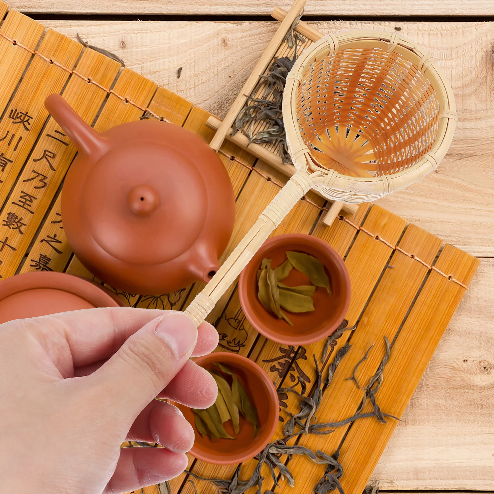 

1Pcs Bamboo Tea Strainer Household Tea Filter Khaki Color for Teapot Mug Infuser Accessory Teapot Strainer