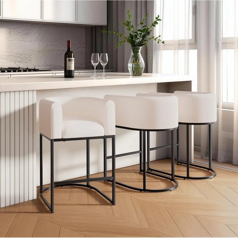 

Stools Set of 327 Barrel Shaped Counter Height Bar Stools with Backrest amp Arms, Modern Bar Chairs, 6.2 ExtraThick Cushion, El