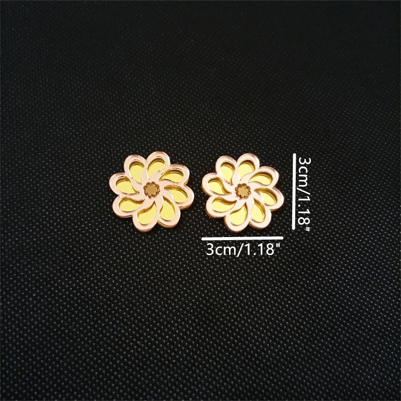 KUGUYS Mirror Stud Earrings for Women Acrylic Champagne Flower Novelty Cute Jewelry Fashion Accessories