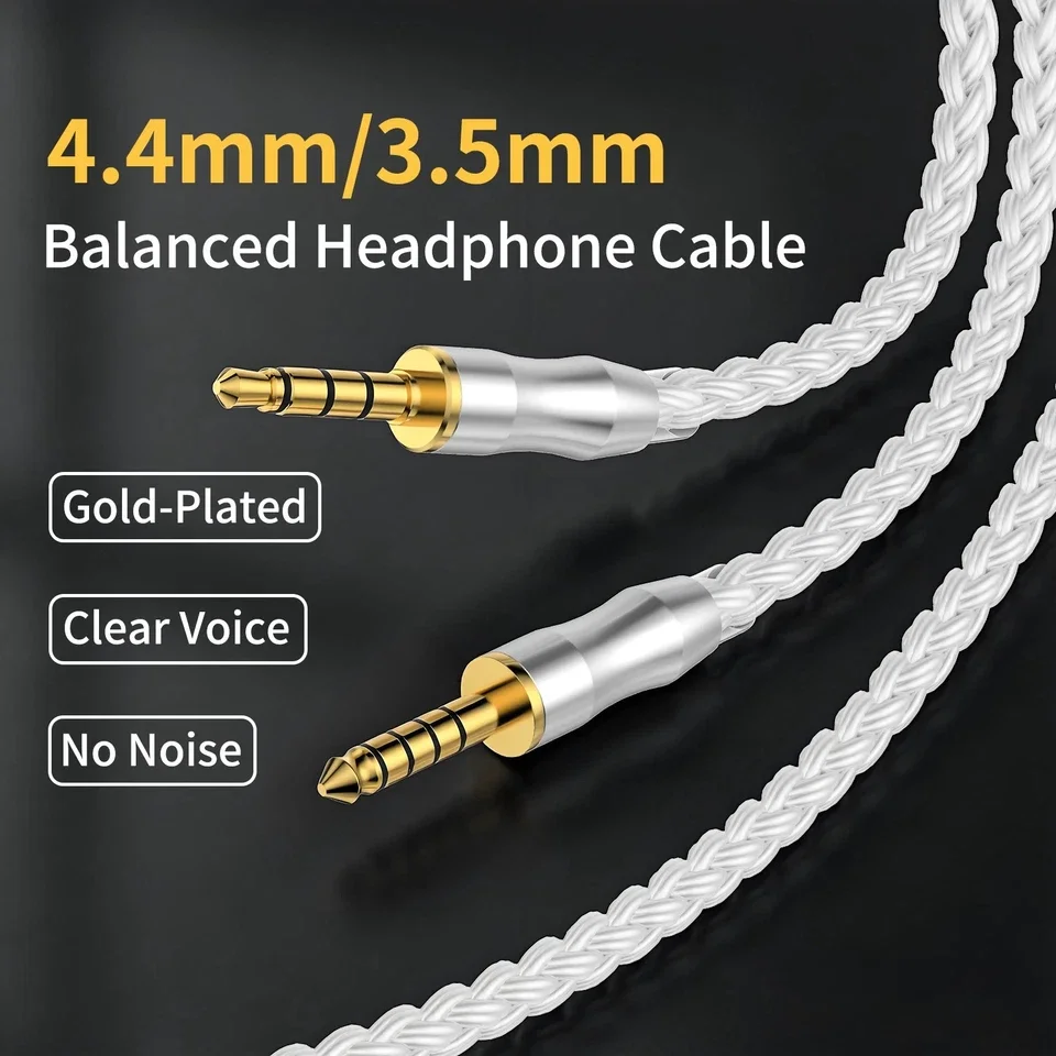 4.4mm Balanced To 3.5mm TRRS 16 Core OCC Silver Plated Headphone Upgrade Cable Replacement Cord For HIFIMAN DEVA Pro HE-R9 Beats - view 5