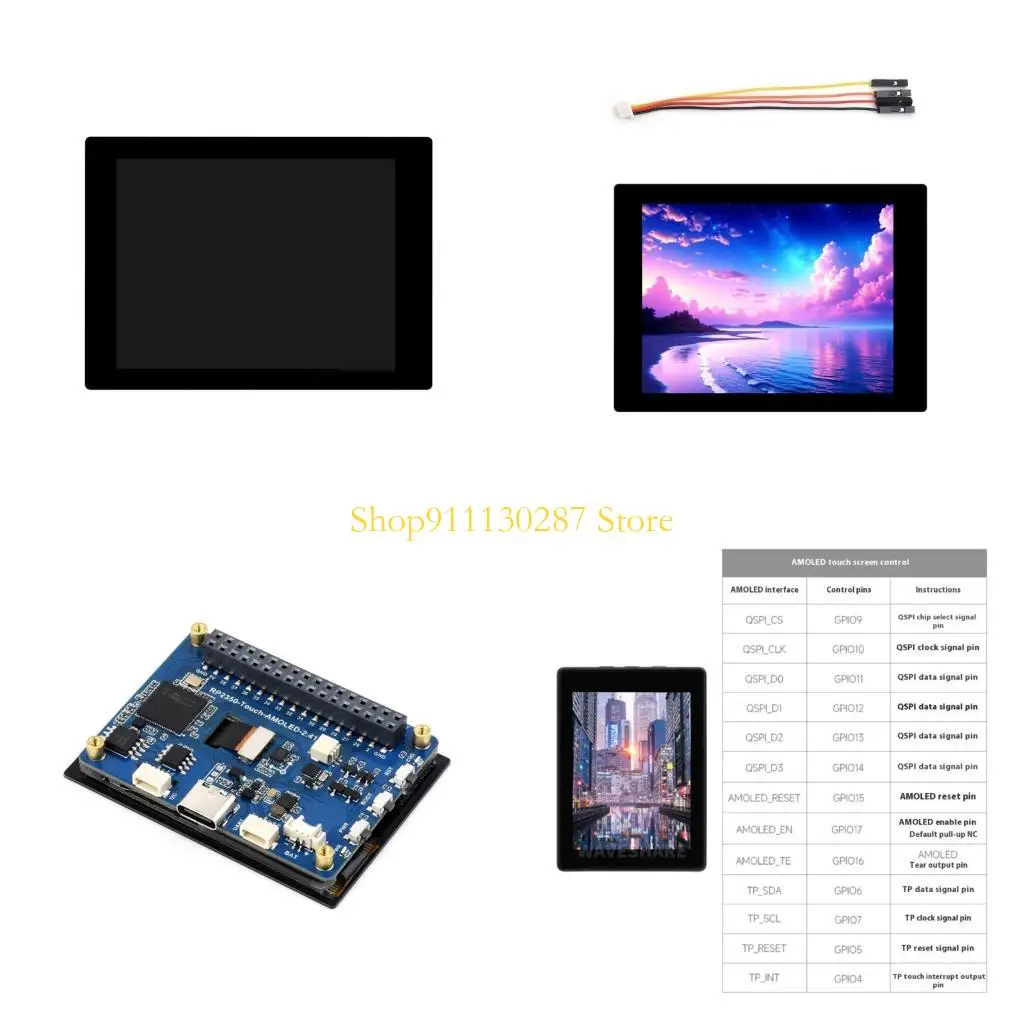 

J1HC RP2350 Программируемый комплект микроконтроллера с 2,41 дюймом AMOLED Panel