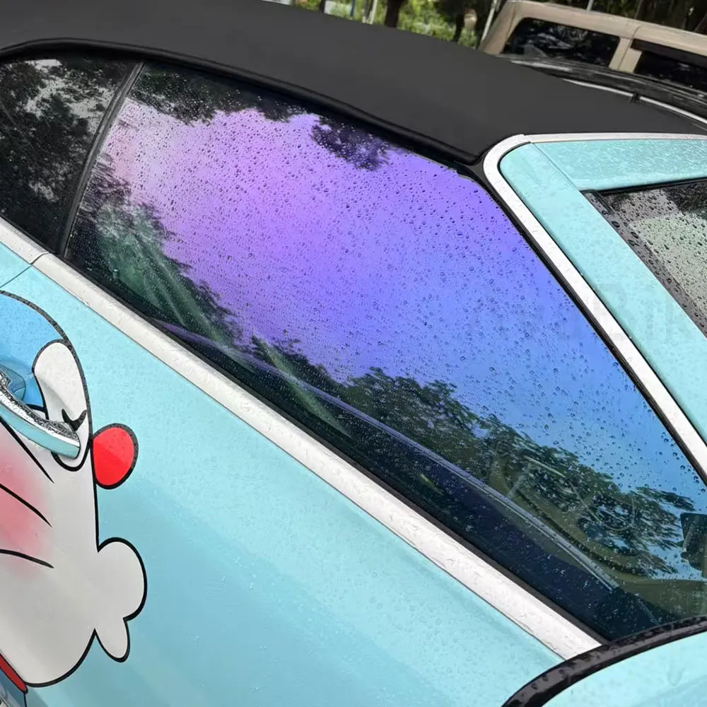 

50CM Super Purple Light Chameleon Film Car Side Windshield Tint Foil 70%VLT Glass Tinting UV Protector Heat Control Solar Foils