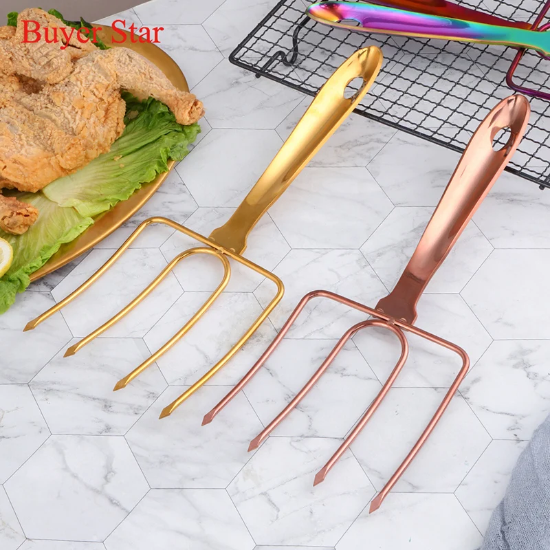 Four-Toothed Stainless Steel Turkey Forks Lifters Meat Fork Metal Bbq Sticks Grill Fork Picnic Camping Tools For Thanksgiving