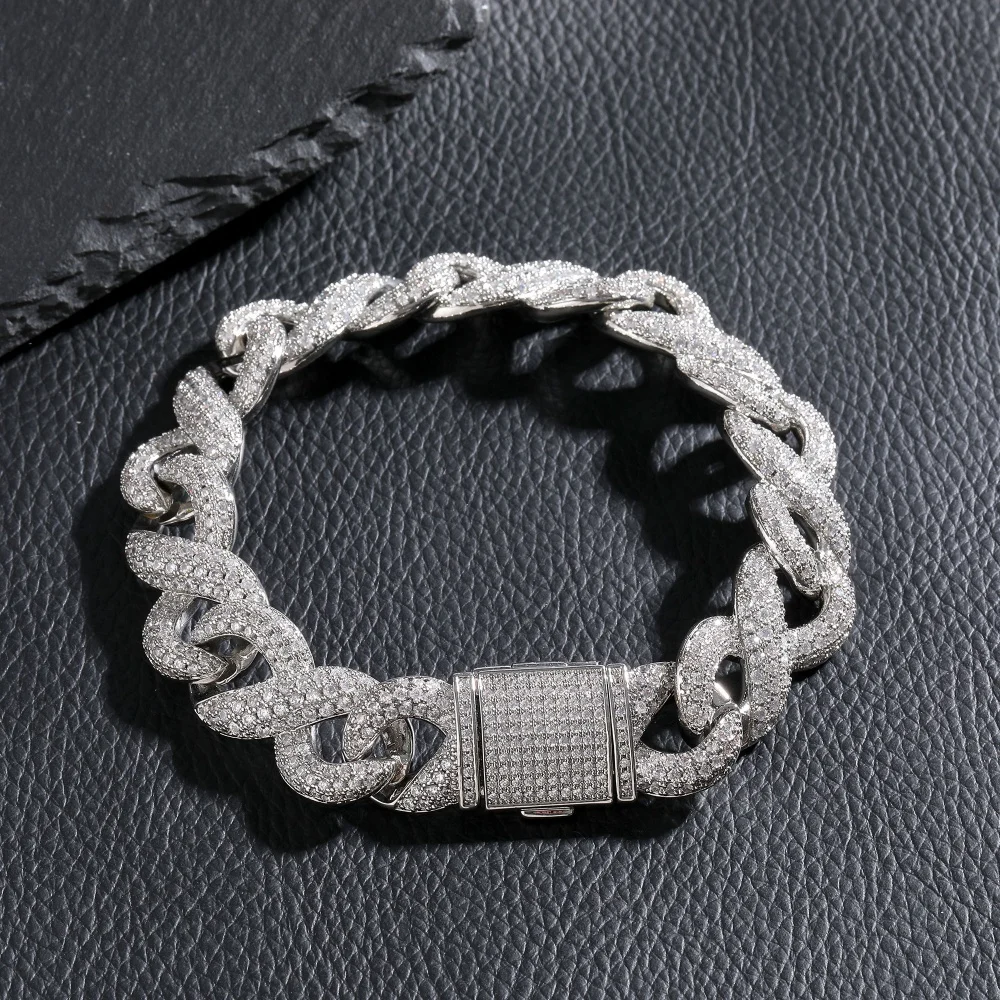 

Iced Out Eterni Cuban Bracelet Full Paved Zirconia Stones Hiphop Chain Exquisite Jewelry Hip hop Style Wrist Chains Gift For Men
