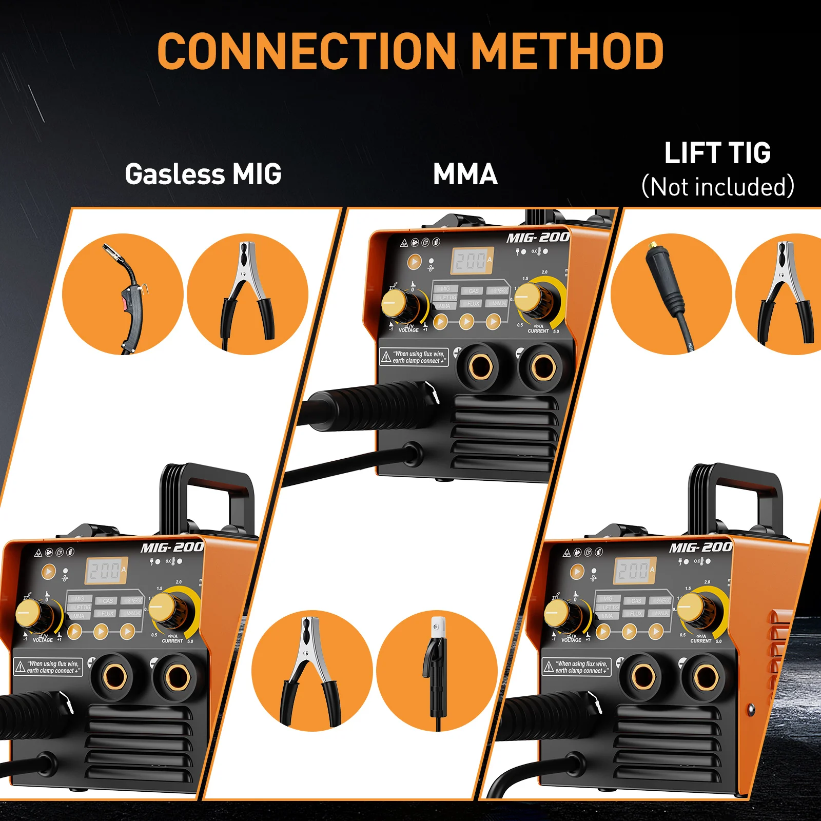 CONENTOOL 3IN1 Saldatore MIG 200A Saldatrice DC IGBT Inverter Alimentazione automatica MMA TIG Saldatura di ferro senza gas