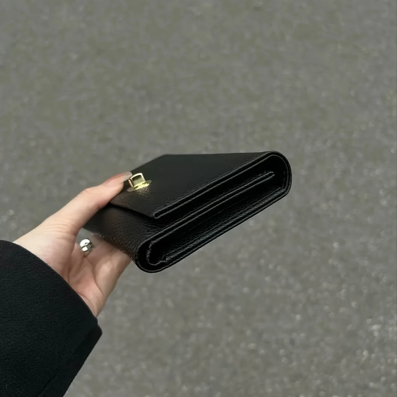 Exquisita cartera negra para mujer: cartera con tarjetero compacta de estilo moderno, múltiples ranuras para tarjetas y carteras cortas