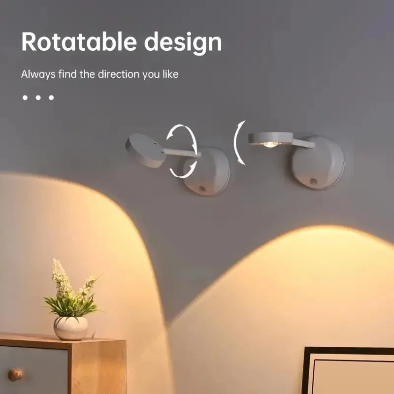 3-Colors USB Rechargeable Intelligent Human Sensing Wireless Wall Light Dimmable Led Spotlight For Lighting Paintings Pictures