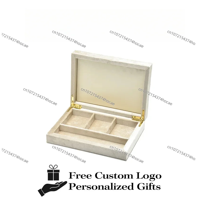Personalized Logo Velvet Jewelry Box Magnetic Switch Necklace Storage Jewellery Box With Four Compartments For Organizing