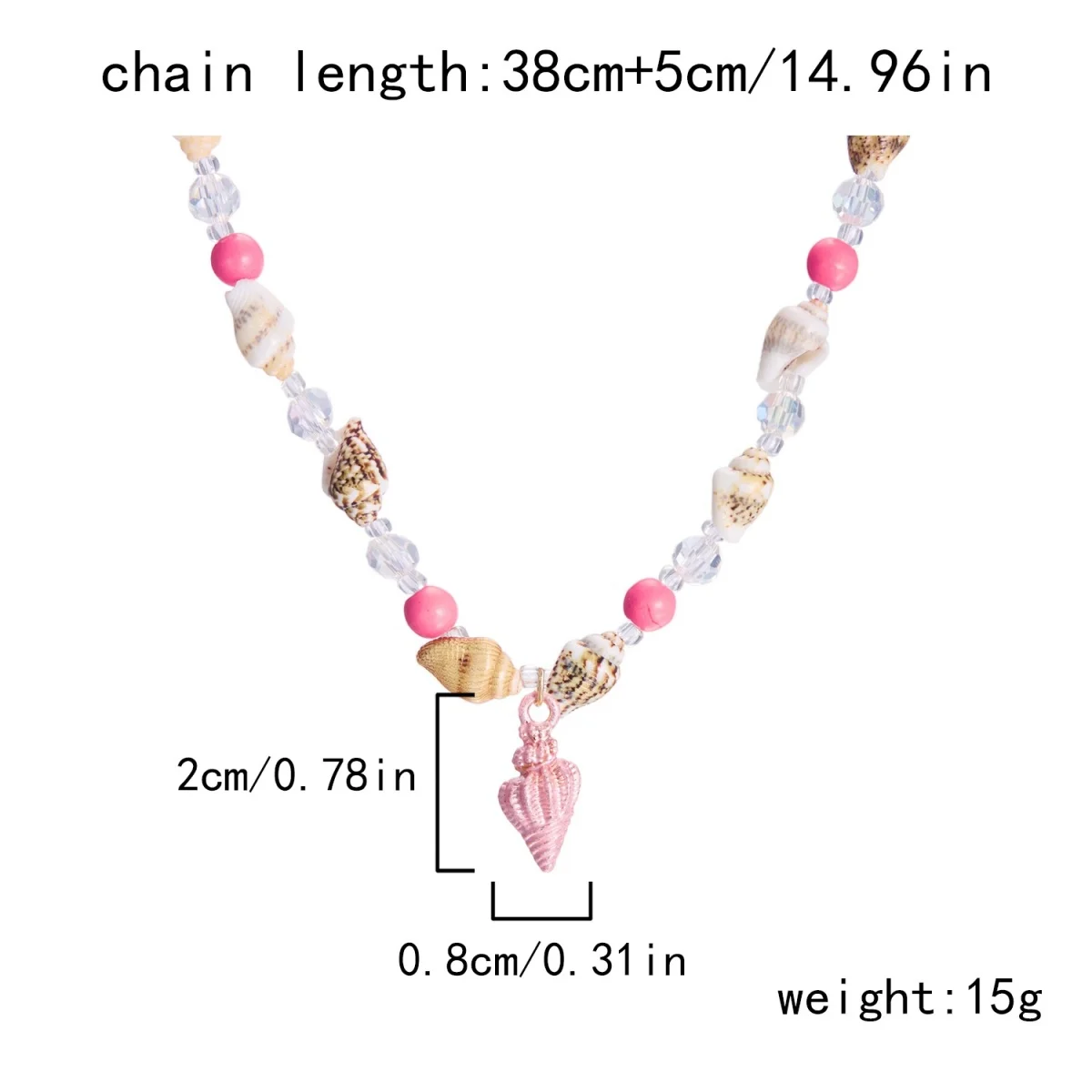 Metall-Seestern-Muschel-Anhänger-Halskette für Damen und Herren, Kristall-Reisperlen-Choker, Bohemian-Strandurlaub, Sommerparty-Schmuck – Detail 34