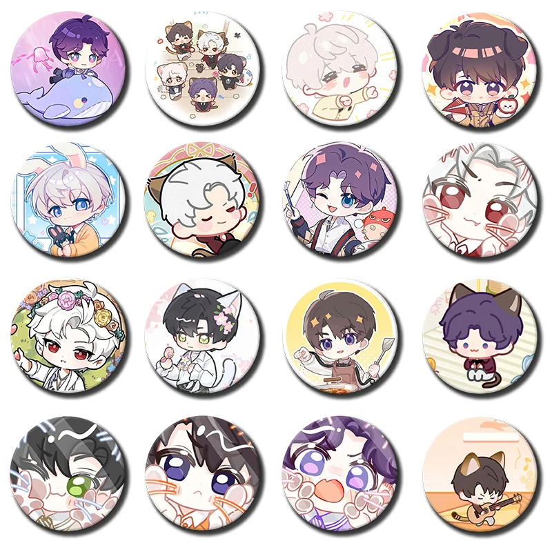 Love and Deepspace Chibi Badge Set Zayne Xavier Rafayel Sylus Character Simple Button Pins Snap Brooch Daily Fashion Decoration