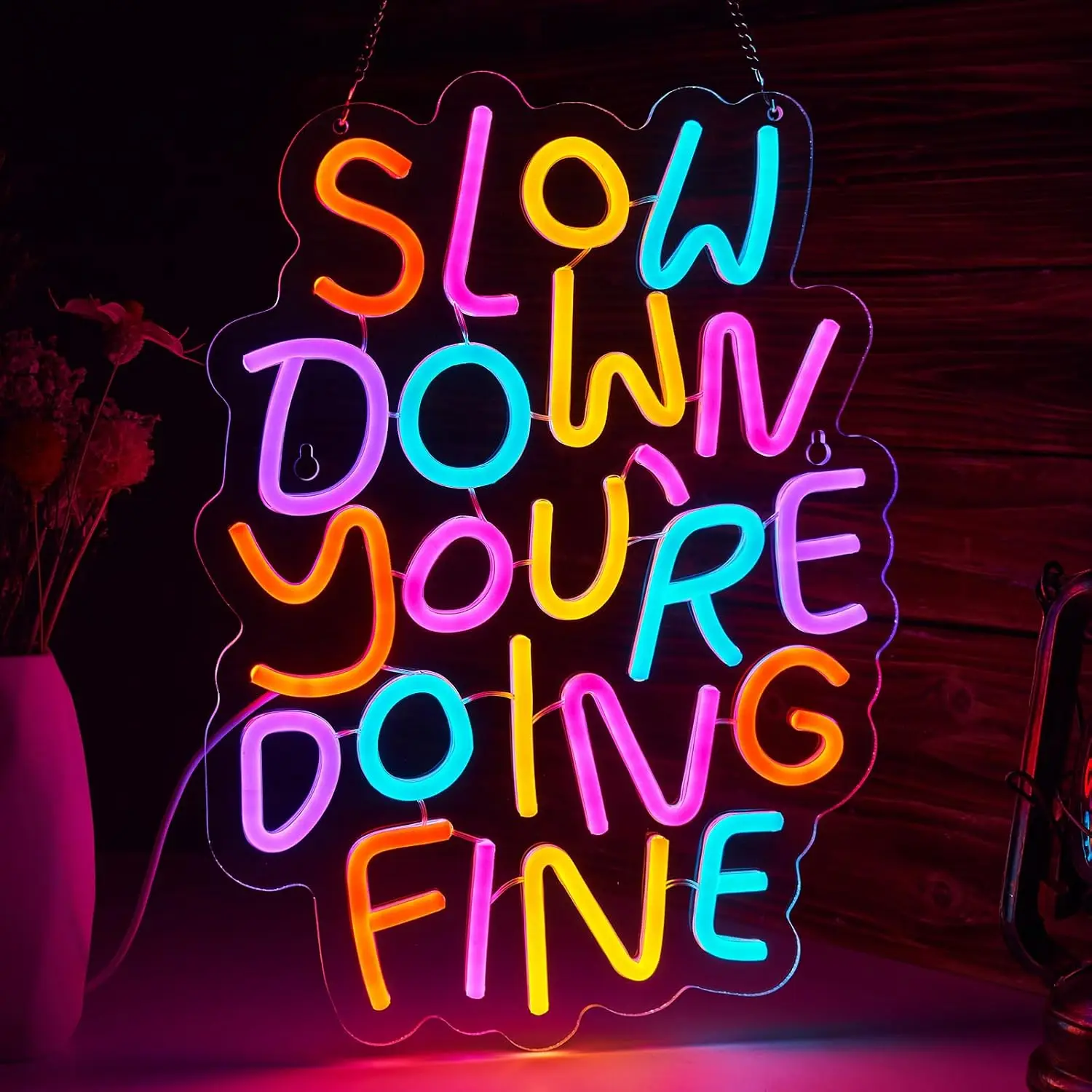 

Неоновая вывеска «Slow Down You're Doing Fine», настенный светильник, USB LED неоновая подсветка для детской комнаты, книжного магазина, бара, спальни, декор, подарок