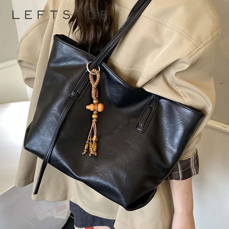 

LEFTSIDE Design High Capacity PU Leather Shoulder Bags for Women 2025 New Winter Tote Bag Females Retro New ​Luxury Handbags