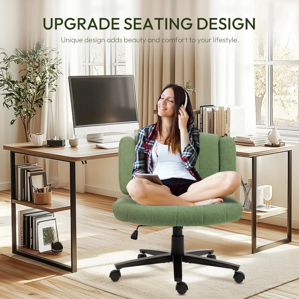 كرسي متقاطع بعجلات - راحة قابلة للتكيف لكل حاجة، عالي الظهر، مع مساند للذراعين واسعة قابلة للتعديل، منجد قماش مضاد للانزلاق #3