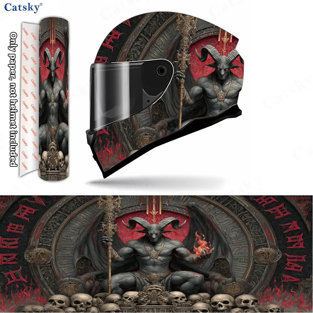 Dark Goat - Headed Demon Pattern Helmet stickers , PVC Material Multifunctional Helmet Stickers, Scratch-Resistant & Fade-Proof,
