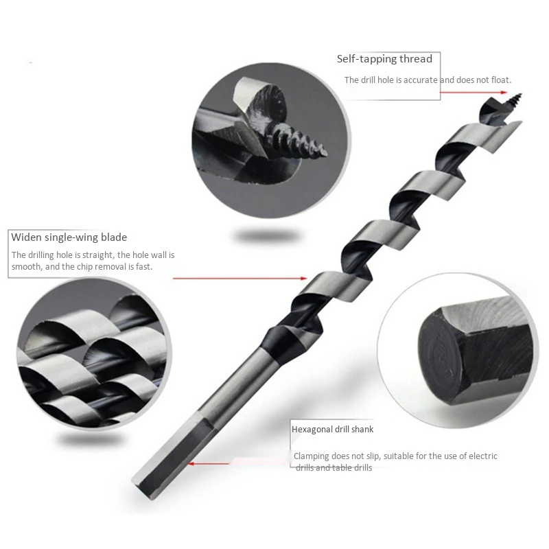 5ชิ้น230มิลลิเมตรก้านหกเหลี่ยมยาวพิเศษชุดสว่านเจาะไม้ Mata Bor ชุดเครื่องมือ Mata Bor สำหรับงานไม้6 8 10 12 14มิลลิเมตร
